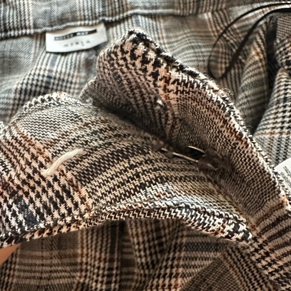 Navy/gray plaid wide leg trousers - Picture 4 of 4